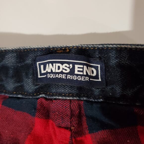 Lands End Square Rigger Traditional Fit Flannel Plaid Lined Jeans Mens Size 38 - Picture 10 of 14